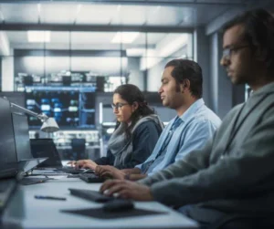 Three Individuals working in an office
