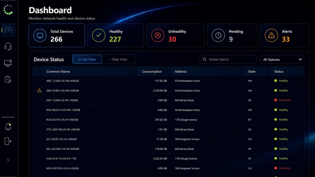 Click image to enlarge: WEI Connect Device Dashboard