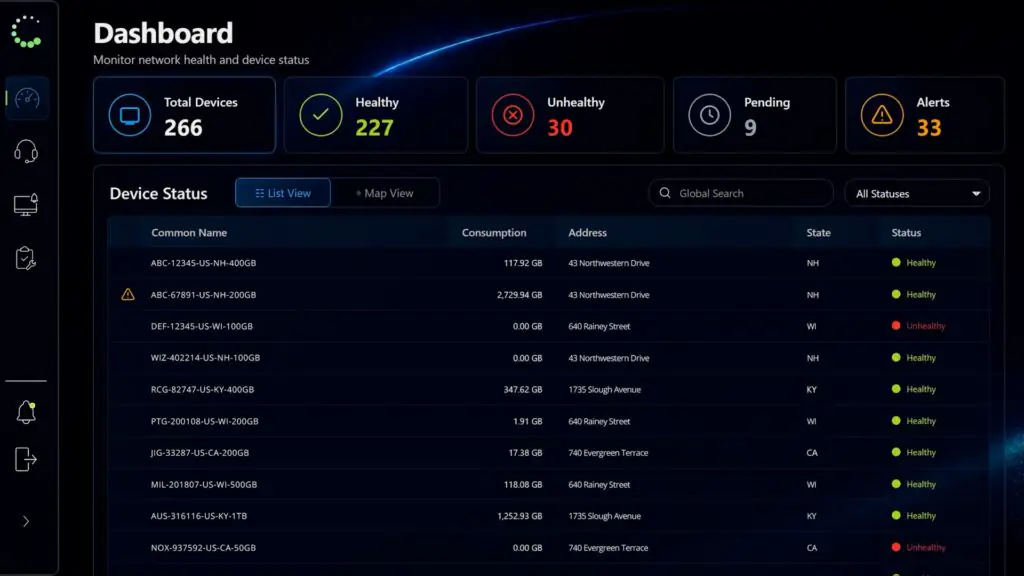Click image to enlarge: WEI Connect Device Dashboard
